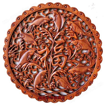 东阳木雕挂件香樟木年年有余仿古中式玄关客厅福实木雕刻装饰定制