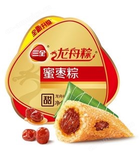 三全粽子速冻盒装400G4粒北方甜粽蜜枣紫糯八宝豆沙猪肉