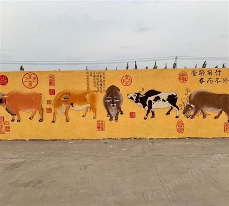 公路街道文化宣传墙体彩绘画 广告墙面手工涂鸦绘画装饰