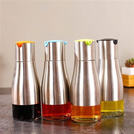 油醋瓶 厨房油壶 玻璃调味瓶 可控玻璃不锈钢调味罐 密封油壶