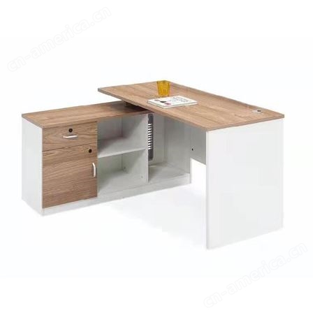 现代板木结合大班台定制办公家具桌椅组合带书柜经理总裁老板桌