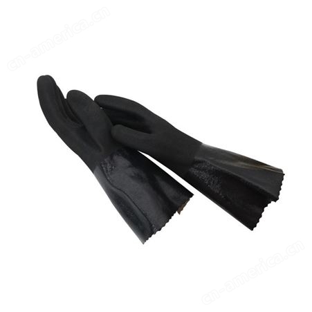 供应耐油化学手套 PVC 沙面加长长袖手套 可以定制