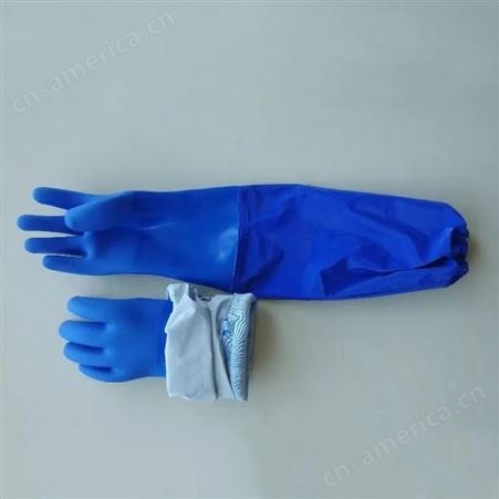 供应耐油化学手套 PVC 沙面加长长袖手套 可以定制