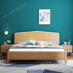 搏德森北欧橡胶木实木床1.8米1.5小户型样板间家具定制