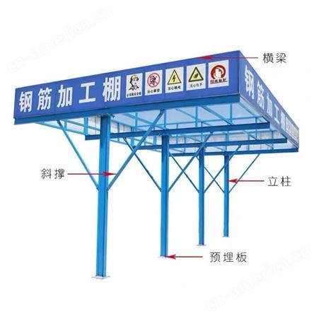 建筑工地标准化移动式 组装式钢筋加工棚 双层防护棚
