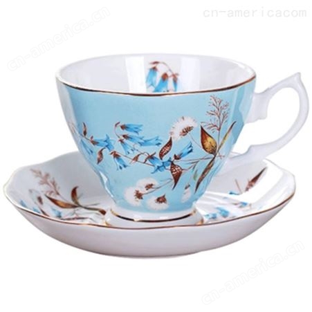 手绘咖啡杯碟套装 欧式下午茶杯子 金边红茶杯 办公室咖啡杯