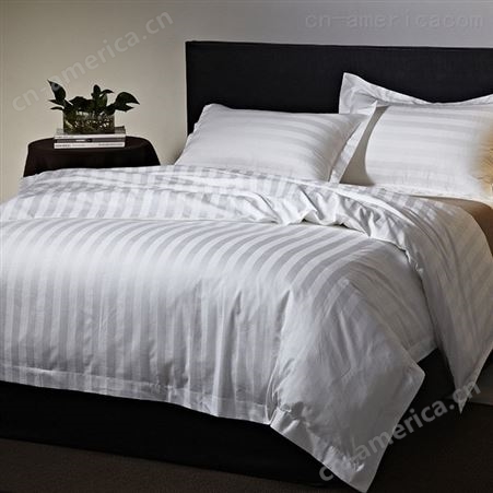 淮安星级酒店布草定做 宾馆床上用品全棉被罩白色贡缎提花被套单件 批发定制